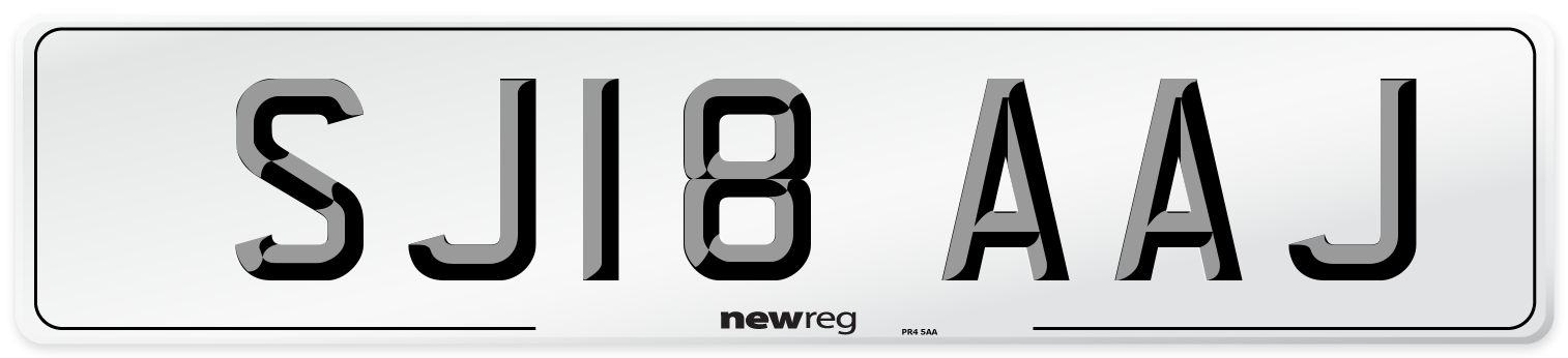 SJ18 AAJ Number Plate from New Reg